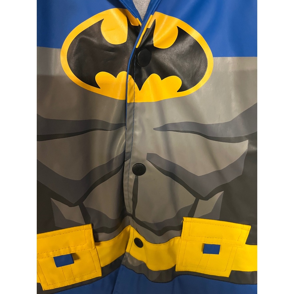 Western Chief Kids Batman Raincoat Blue Grey Hooded Fleece Lined Jacket 3T - Picture 3 of 6